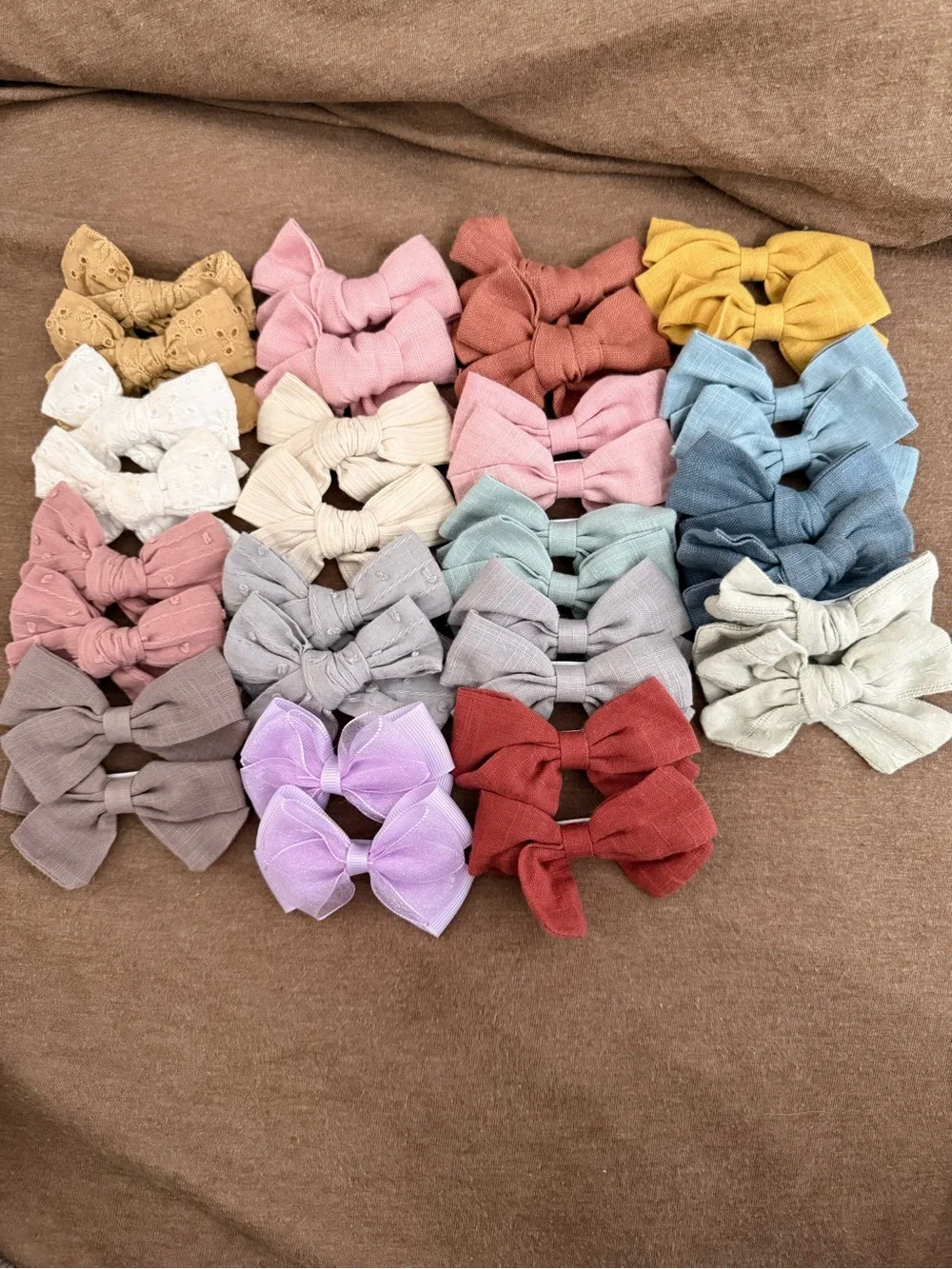 Assorted Kids Fabric Bow Hair Clips - Multicolor Set